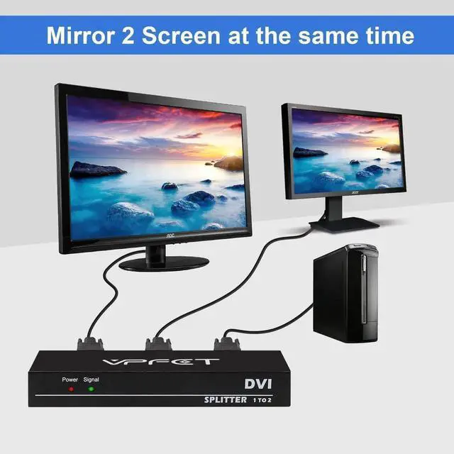 Alt view image 2 of 6 - DVI Splitter 1 in 2 Out 2 Port Distribution Duplicator Supports Resolution up to 4K2K Automatically Copy EDID