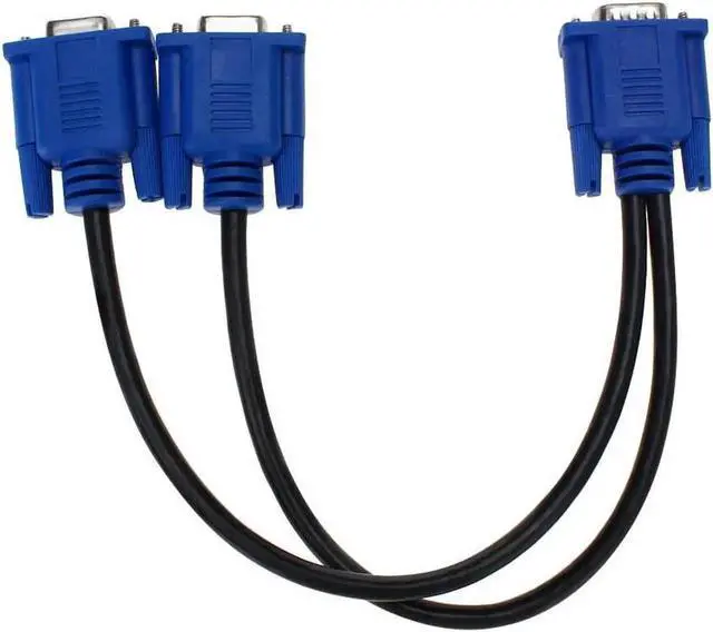 Main image of VGA Monitor Y-Splitter Cable,VGA 1 Male to Dual 2 VGA Female Adapter Converter Video Cable for Screen Duplication - 1 Foot