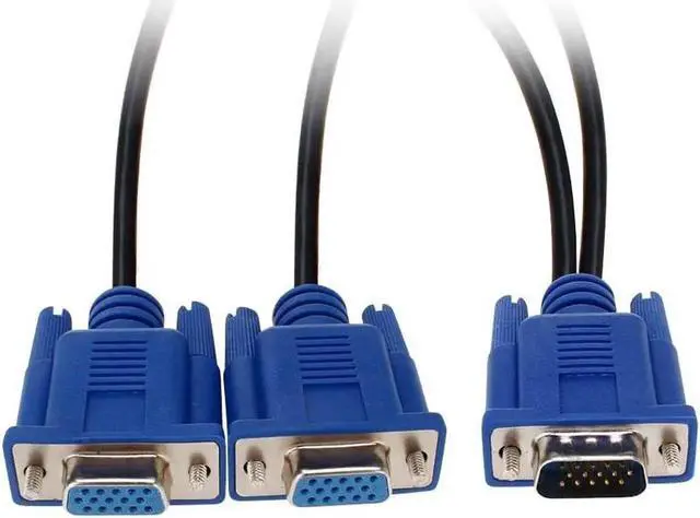Alt view image 7 of 7 - VGA Monitor Y-Splitter Cable,VGA 1 Male to Dual 2 VGA Female Adapter Converter Video Cable for Screen Duplication - 1 Foot