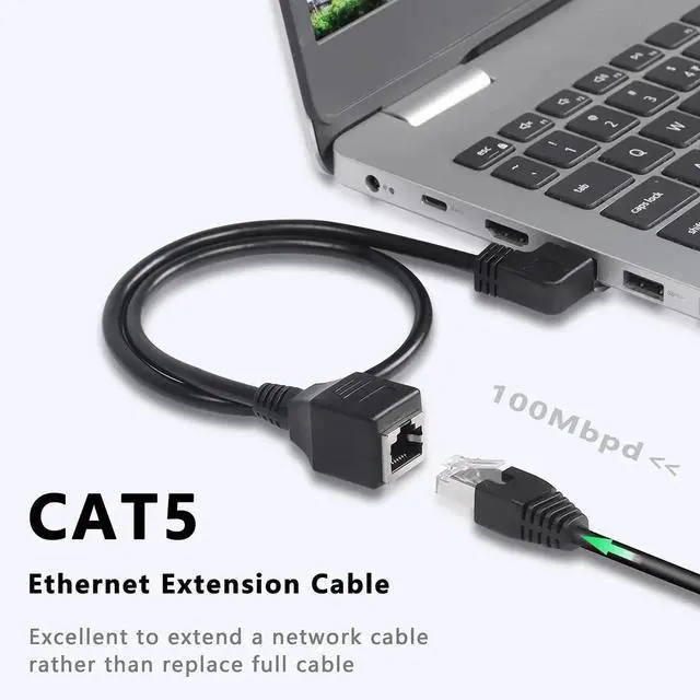 Alt view image 5 of 7 - 90 Degree RJ45 Ethernet Extension Cable,Turn Right Cat5 LAN Cable Extender RJ45 Network Patch Cord Male to Female Connector for Router Modem Smart TV PC Computer Laptop (Right Black-50CM)