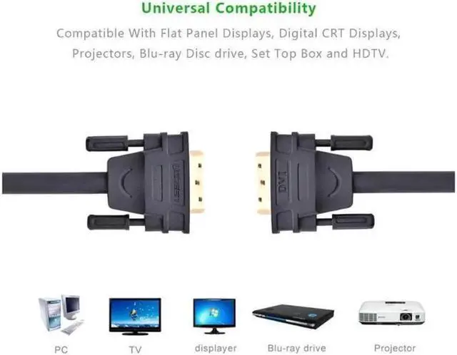 Alt view image 7 of 7 - (3.3ft/1m) DVI Extension cable,DVI-D 24+1 Dual Link Male to Male Digital Video Cable Gold Plated with Ferrite Core Support 2560x1600 and 3D for Gaming, DVD, Laptop, HDTV and Projector, 11672