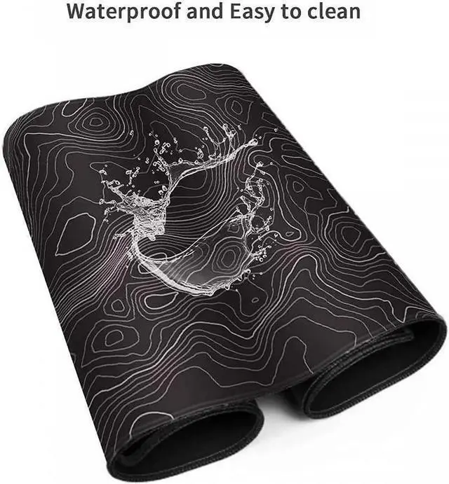Main image of Large Gaming Mouse Pad Topographic Map Lines Contour Geographic Computer Keyboard Mouse Mat Desk Pad Non-Slip Desk Mat for Home Office Gaming Work, 35.4x15.7 in