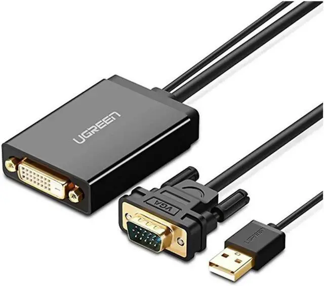 Main image of UGREEN VGA to DVI-D 24+1 Male to Female Adapter Cable Supports 1080P Full HD with 1.5ft USB Power Cord for Computer, PC, Laptop, HDTV, Projector, DVD Graphics Card and more VGA DVI enabled devices