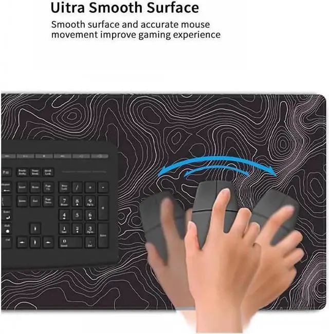 Alt view image 4 of 7 - Large Gaming Mouse Pad Topographic Map Lines Contour Geographic Computer Keyboard Mouse Mat Desk Pad Non-Slip Desk Mat for Home Office Gaming Work, 35.4x15.7 in