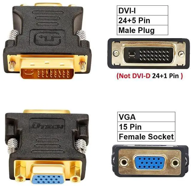 Alt view image 7 of 7 - DVI Male to VGA Female Adapter High Speed DVI-I24+5 Port Converter for HDTV, Plasma, DVD and Projector