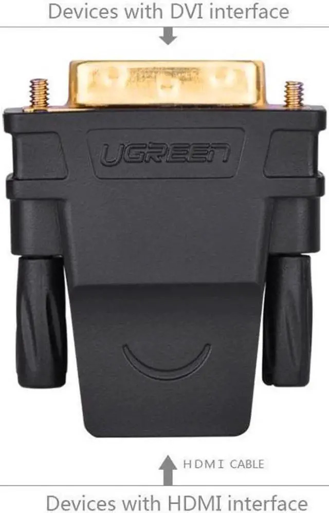 Alt view image 3 of 4 - UGREEN HDMI to DVI Converter adapter, High Speed HDMI Female to DVI 24+1 DVI-D Male Adapter Gold Plated Support 1080P for HDTV, Plasma, DVD and Projector ,Fully compatible with all HDTV formats.