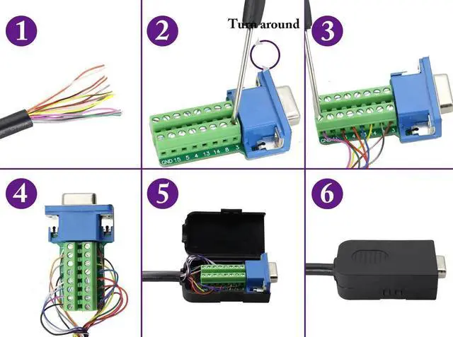 Alt view image 7 of 7 - VGA Bolt Screw Adapte D-SUB DB15 VGA Female Port to 15 Pin/Way Female Terminal Breakout Board Connector DB15 3 Row VGA Terminal Adapter with Case&Screw (2Pcak/Female)