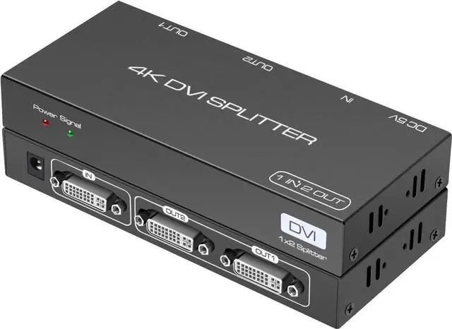 Main image of DVI Splitter 1 in 2 Out 2 Port DVI Dual Monitors Distribution Duplicator Video Splitter Support EDID Management Resolution up to 4K30Hz for PC Laptop DVR Projector HDTV