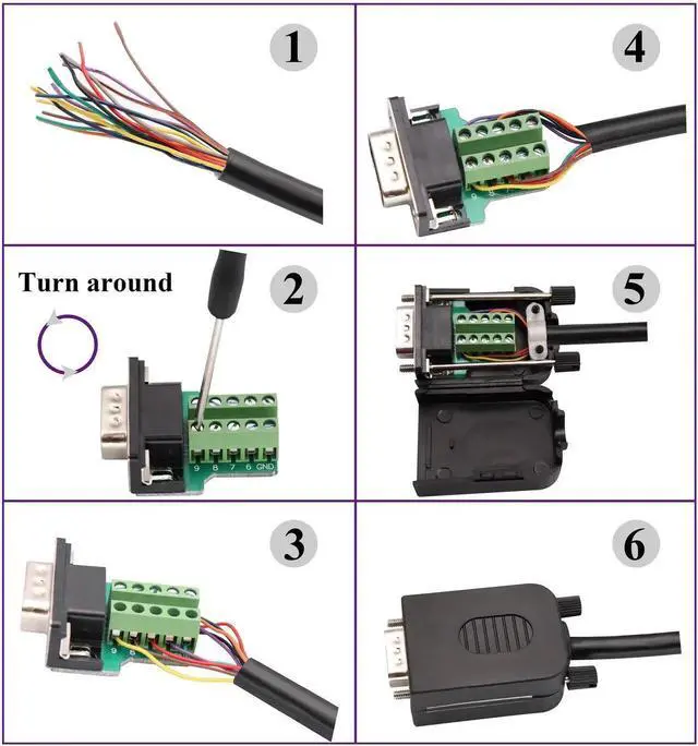 Alt view image 5 of 14 - DB9 Screw Terminal Block Adapter D-SUB 9-pin RS232 Male to 9+1 Pin/Way Female Serial Terminal Breakout Board Connector Signal Module with case (2Pcak/Male)