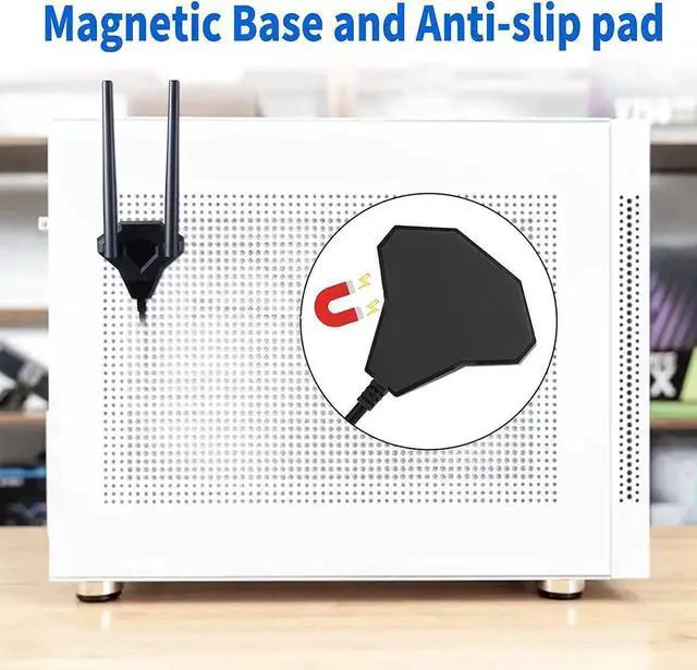 Alt view image 2 of 6 - Dual Band WiFi 2.4GHz 5GHz 5.8GHz RP-SMA Male WiFi Antenna with Magnetic Base for PC Desktop Computer PCI-E WiFi Network Card USB WiFi Adapter Bluetooth Card Wireless Router