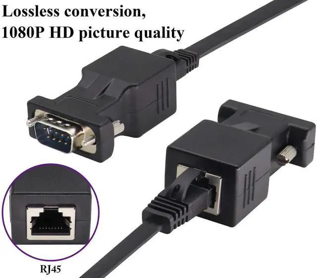 Alt view image 6 of 7 - RJ45 to DB9 RS232 Adapter 9-Pin Serial Port RS232 Male to RJ45 Female CAT5 CAT6 Ethernet LAN Extend Converter, Network to DB9 Serial Port Coupler Extender Adapter (2 Pack-Male)