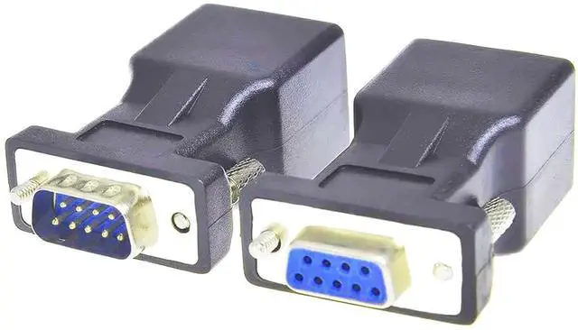 Main image of RS232 DB9 to RJ45 Serial Adapter DB9 Male to RJ45 Female Serial Converter and DB9 Female to RJ45 Female Serial Coupler LAN Ethernet Cat5e Cat6 Extender Adapter 2pcs