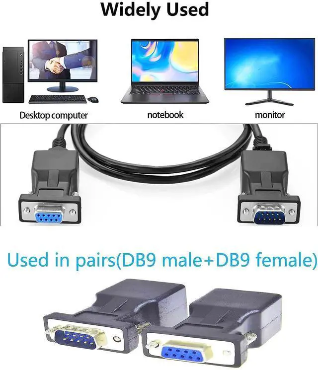 Alt view image 2 of 6 - RS232 DB9 to RJ45 Serial Adapter DB9 Male to RJ45 Female Serial Converter and DB9 Female to RJ45 Female Serial Coupler LAN Ethernet Cat5e Cat6 Extender Adapter 2pcs