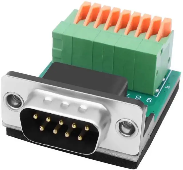 Main image of DB9 Solderless Adapter RS232 D-SUB Serial to 9-pin Port Spring Terminal Crimp Connector Breakout Board 9 pin Port Adapter Module for Serial Communication Devices (DB9 Male)