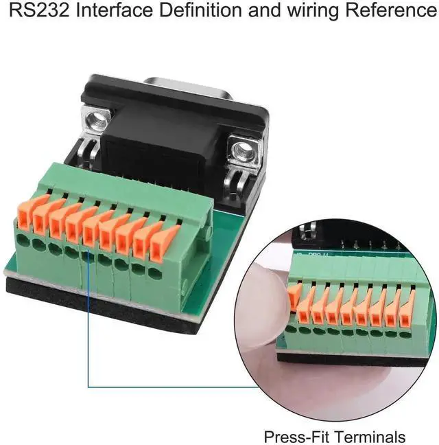 Alt view image 4 of 14 - DB9 Solderless Adapter RS232 D-SUB Serial to 9-pin Port Spring Terminal Crimp Connector Breakout Board 9 pin Port Adapter Module for Serial Communication Devices (DB9 Male)