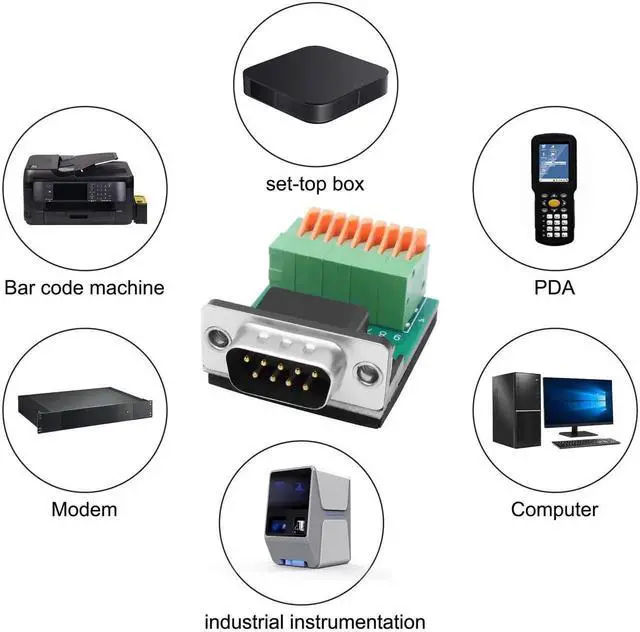 Alt view image 5 of 14 - DB9 Solderless Adapter RS232 D-SUB Serial to 9-pin Port Spring Terminal Crimp Connector Breakout Board 9 pin Port Adapter Module for Serial Communication Devices (DB9 Male)