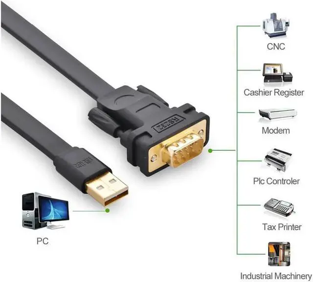 Alt view image 3 of 7 - USB 2.0 to RS232 DB9 Serial Cable Male A Converter Adapter with FTDI Chipset for Win8.1/8, Compatible with 8/7/Vista/XP//2000 and Mac OS X 10.6 and Above (10ft/3m)20221