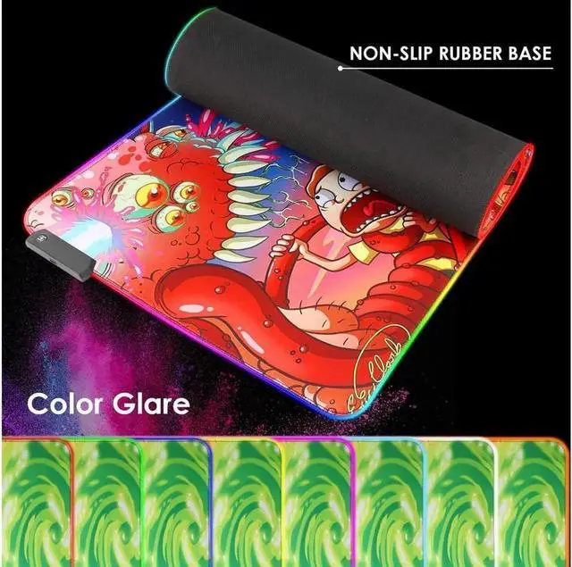 Alt view image 2 of 5 - RGB Gaming Mouse Pad Large - Soft RGB Mouse Mat Oversize Glowing Led Extended Mousepad USB Powered Computer Keyboard Mouse Pad Lighted PC Gaming Mouse mat with Non-Slip Rubber Base 90×40CM