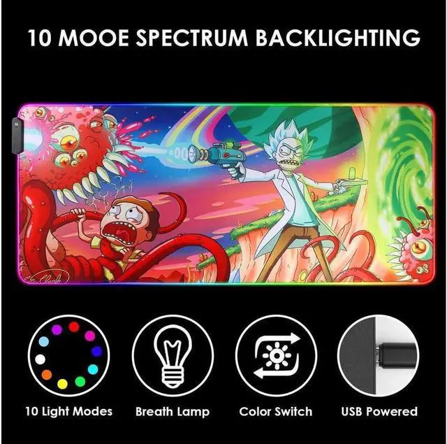 Alt view image 5 of 5 - RGB Gaming Mouse Pad Large - Soft RGB Mouse Mat Oversize Glowing Led Extended Mousepad USB Powered Computer Keyboard Mouse Pad Lighted PC Gaming Mouse mat with Non-Slip Rubber Base 90×40CM