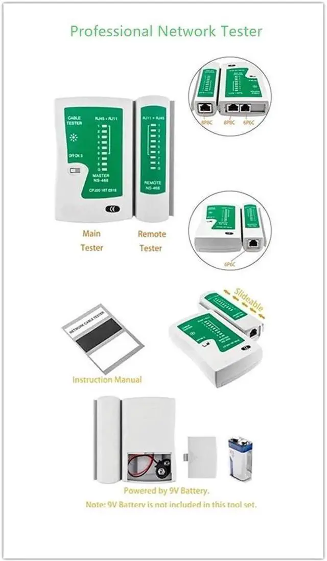 Alt view image 5 of 7 - Network Cable Repair Maintenance Tool Kit Set 11 in 1 Portable Phone Cable Crimper 8P8C 4P4C 6P6C Connectors RJ45 RJ11 Cat5 Cat6 Cable Tester