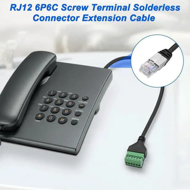 Alt view image 3 of 7 - RJ12 Screw Terminal RJ12 6P6C to 6 Pin Solderless Connector Adapter Extension Cable Phone Cord RJ12 Male to 6 Pin Terminal Breakout Board Extender Connector for Landline Telephone Modem - 2PCS