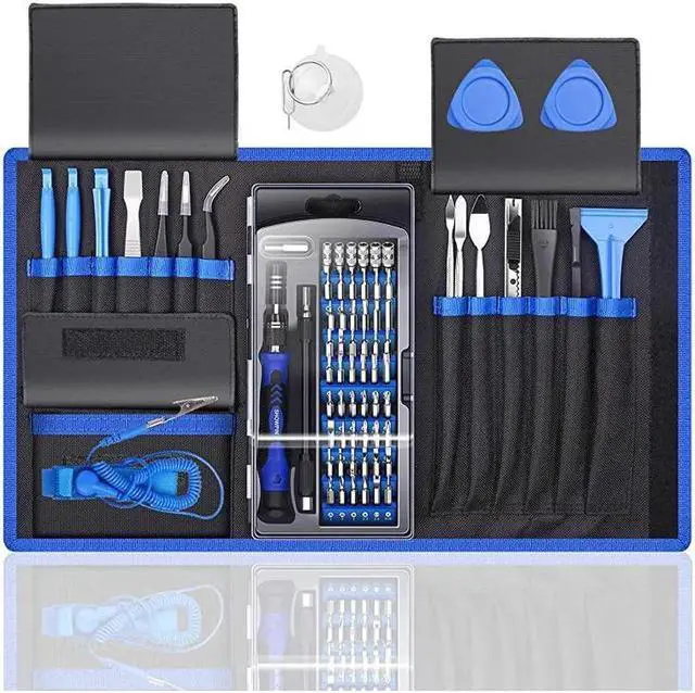 Main image of Professional Computer Repair Tool Kit Precision Laptop Screwdriver Set with 56 Bit AntiStatic Wrist and 24 Repair Tools Suitable for Macbook PC Tablet PS4 Xbox Controller Repair