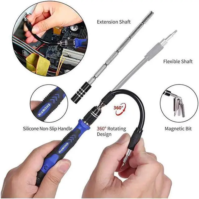 Alt view image 7 of 7 - Professional Computer Repair Tool Kit Precision Laptop Screwdriver Set with 56 Bit AntiStatic Wrist and 24 Repair Tools Suitable for Macbook PC Tablet PS4 Xbox Controller Repair