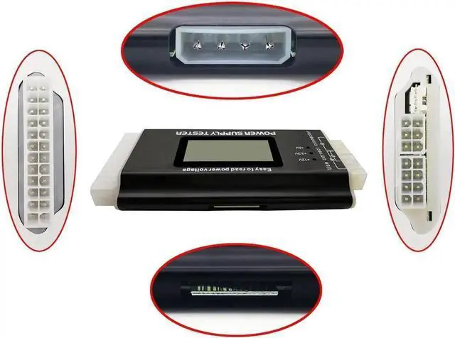 Alt view image 5 of 6 - Computer PC Power Supply Tester, ATX / ITX / IDE / HDD / SATA / BYI Connectors Power Supply Tester, 1.8'' LCD Screen (Aluminum Alloy Enclosure) PC LCD Power Supply Tester 20/24 pin 4 SATA HDD Testers