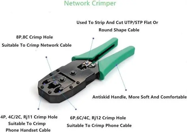 Alt view image 6 of 7 - Network Cable Repair Maintenance Tool Kit Set 11 in 1 Portable Phone Cable Crimper 8P8C 4P4C 6P6C Connectors RJ45 RJ11 Cat5 Cat6 Cable Tester