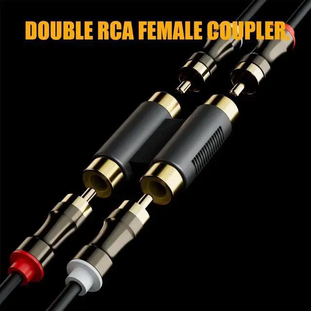 Alt view image 6 of 7 - RCA Coupler, Female to Female Interconnect Adapter, Gold Plated Housing for Amplifier, Subwoofer, Mixer (2 Pack)