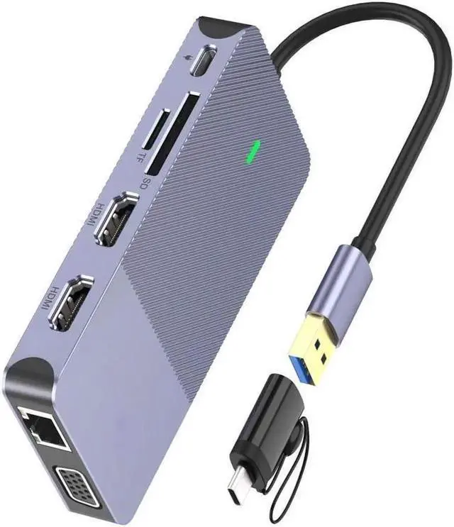 Main image of USB Docking Station GIQ USB C Hub USB 3.0 to Dual HDMI VGA Adapter Triple Display USB C Laptop Docking Station Dual Monitors Compatible with MacBook M1 USB Dock