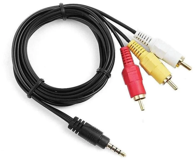 Main image of 5ft Long Mini 3.5mm 4-din AV Plug Male to 3 RCA AV Male A/V TV Audio Video Cable Cord Lead for Sony Handycam Camcorder DCR-TRV240 DCR-TRV140 DCR-TRV130 DCR-TRV120 e