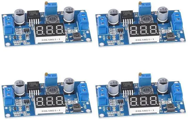 Main image of LM2596 LM2596S DC-DC Buck Converter - Voltage Adjustable 4.0-40V to 1.25-37V 2A Power Supply Module with LED Voltmeter Display (Pack of 4)