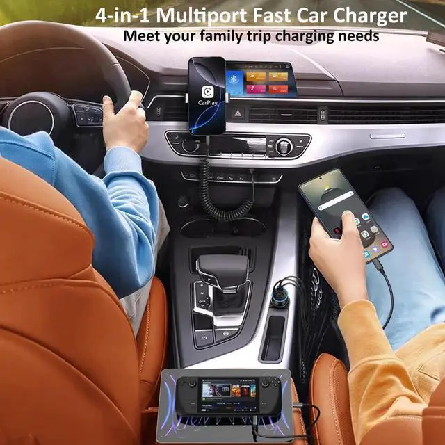 Alt view image 6 of 7 - 3 Pack USB C Car Charger, 4-Port 65W Dual 12V USB-A & USBC Cigarette Lighter Adapter Plug with Voltmeter PD/QC 3.0 Fast Charging Car Phone Charger for iPhone 16e 15 14 13 12 11 Pro Max, Android