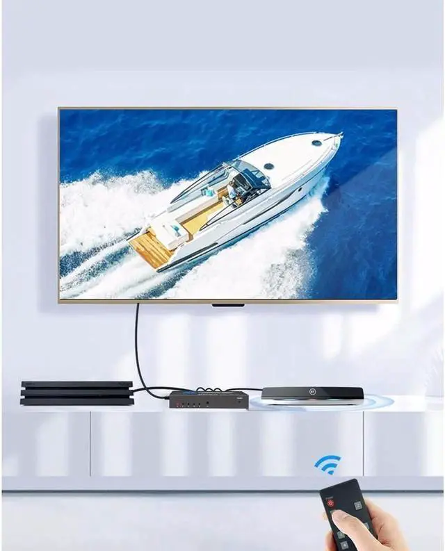 Alt view image 2 of 7 - HDMI Switch 5x1 HDMI Switcher 5 in 1 Out HDMI Switch Selector 5 Port Box with IR Remote Control HDMI 2.0 HDCP 2.2 Support 4K@60Hz Ultra HD 3D 2160P 1080P, OZQ3-4