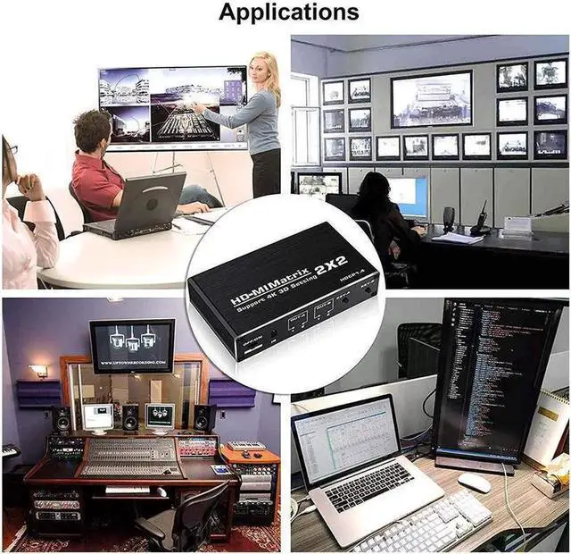 Alt view image 6 of 7 - HDMI Matrix 2x2 , 4K HDMI Matrix Switch 2 in 2 Out Switcher Splitter Box with IR Remote Control, Support Ultra 4K HDR,4Kx2K@60Hz, 3D, 1080PHDMI 2.0b, HDCP 1.4,YUV 4:2:0 (OZJ3)