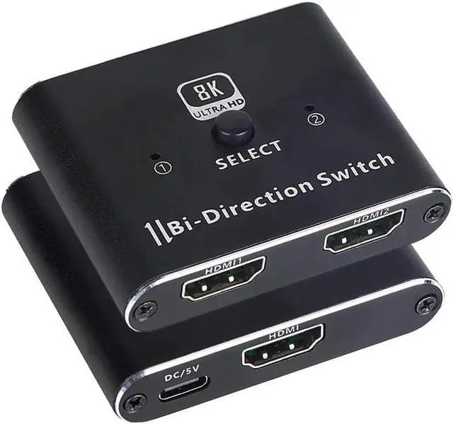 Main image of New 8K Switcher 48Gbps HDMI 2.1 Switch Splitter Bi-Directional 2 in1 Out/1in 2out Ultra HD 8K@60Hz 4K@120Hz High Speed 48Gbps Switch Adapter with Switch Button for Computer Laptop
