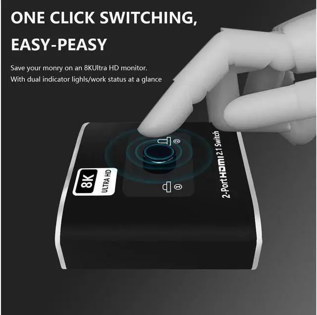 Alt view image 3 of 7 - Ultra HD 8K 60Hz HDMI 2 in 1 Out Switch, 2-Port HDMI Switcher Selector, High Speed 48Gbps Supports 4K@120Hz, 1080P@240Hz, 1080P@120Hz for Fire Stick, HDTV, PS4/5, Game Consoles(OZ8Q2)
