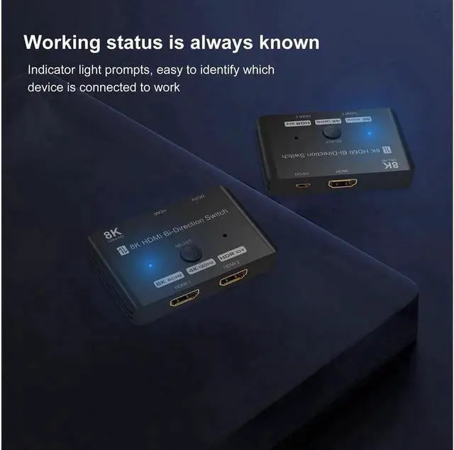 Alt view image 7 of 7 - New 8K Switcher HDMI 2.1 Switch Splitter 2in 1Out/1in 2Out Ultra HD 8K@60Hz 4K@120Hz High Speed 48Gbps Switch Adapter with Switch Button for Computer Laptop