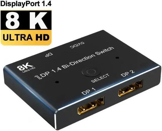 Main image of DisplayPort Switch DP 1.4 Bi-direction Switcher 8K 60hz 4K 120Hz 32.4 Gbps Splitter 2X1 Or 1x2 For Multiple Source Displays