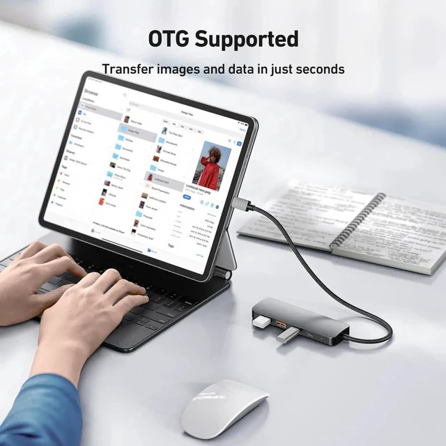 Alt view image 6 of 7 - 10Gbps USB C Hub, USB C Multiport with 4 Port USB 3.2 10Gbps Transfer, USB Port Hub, USB Hub for Laptop, PC, MacBook, Keyboard, Mouse, Dell, HP, Lenovo