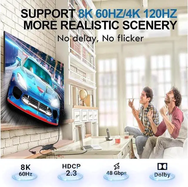 Alt view image 3 of 7 - HDMI Switch 8K 3 in 1 Out HDMI 2.1 Switcher 3 Port with Remote Control Support 8K 60Hz 1080 120Hz HDCP 2.3 Ultra HD 3D for Xbox PS4 PS5 UHD TV Monitor Projector