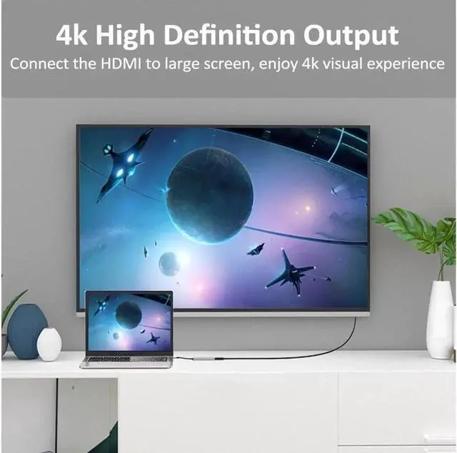 Alt view image 3 of 7 - USB C Hub 4K HDMI Adapter for MacBook Pro/Air USB C Multiport Adapter with 100W Power Delivery, 3 USB 3.0 Data 5Gbps Ports USB C Dongle for MacBook Pro/Air, iPad Pro, iPhone 15, Laptops