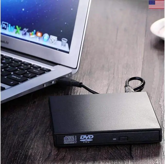 Alt view image 7 of 7 - External DVD Drive for Laptop, Portable High-Speed USB 2.0 CD Burner/DVD Reader for PC Desktops, Compatible with Windows(KBDVD001), White