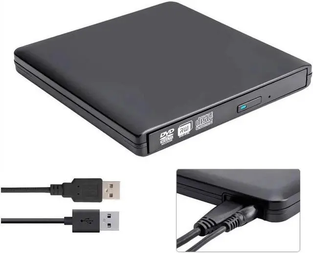 Alt view image 2 of 7 - Aluminum External CD Drive USB 3.0 Portable CD DVD +/-RW Drive DVD/CD ROM Rewriter Burner Writer Compatible with Laptop Desktop PC Windows Mac Pro MacBook (XD058, Black)
