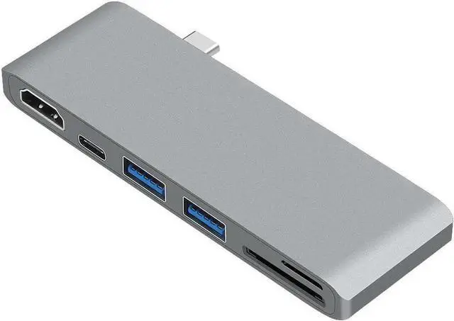 Alt view image 6 of 7 - USB C Hub HDMI, 6-in-1 USB Type C Multi-port Adapter with 4K HDMI, USB-C Power Delivery,2 USB 3.0 Ports,SD/Micro Card Reader,Compatible with MacBook 2017/2016 and other USB-C Devices-Gray