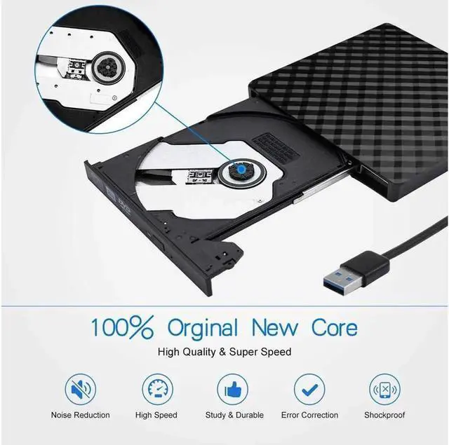 Main image of External DVD Drive, High Speed Data Transfer USB 3.0 External CD DVD Reader Writer Player for Laptop Desktop MacBook Mac OS Windows 10/8/7/XP/Vista - White