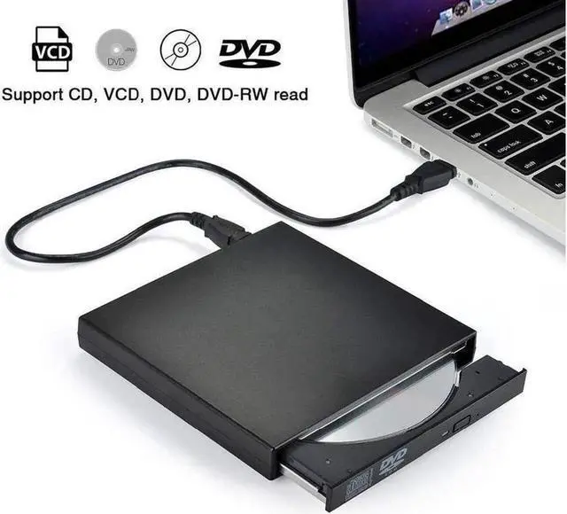 Main image of External CD Drive USB 2.0 CD DVD +/-RW Drive Slim DVD/CD ROM Rewriter Burner Writer Compatible with Laptop Desktop PC Windows 2000/XP/Vista/Windows7/Windows8 (Black)