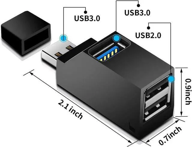 Alt view image 4 of 7 - USB 3.0 HUB Adapter Extender Mini Splitter Box 3 Ports for PC Laptop Mobile Phone High Speed U Disk Reader