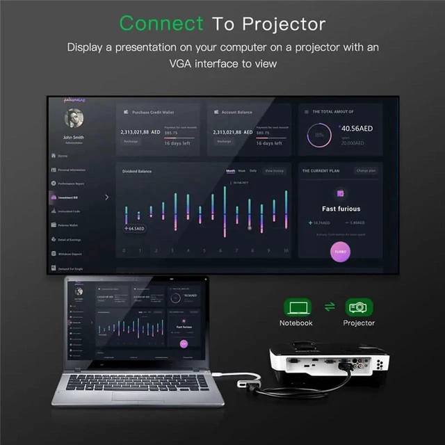 Alt view image 3 of 7 - USB C to HDMI Adapter, Jansicotek USB C Hub to HDMI/VGA, 2 in 1 Thunderbolt 3 to HDMI 4K,1080P VGA Type C Port Compatible for MacBook,Nintendo Switch,USB C Device ,Silver